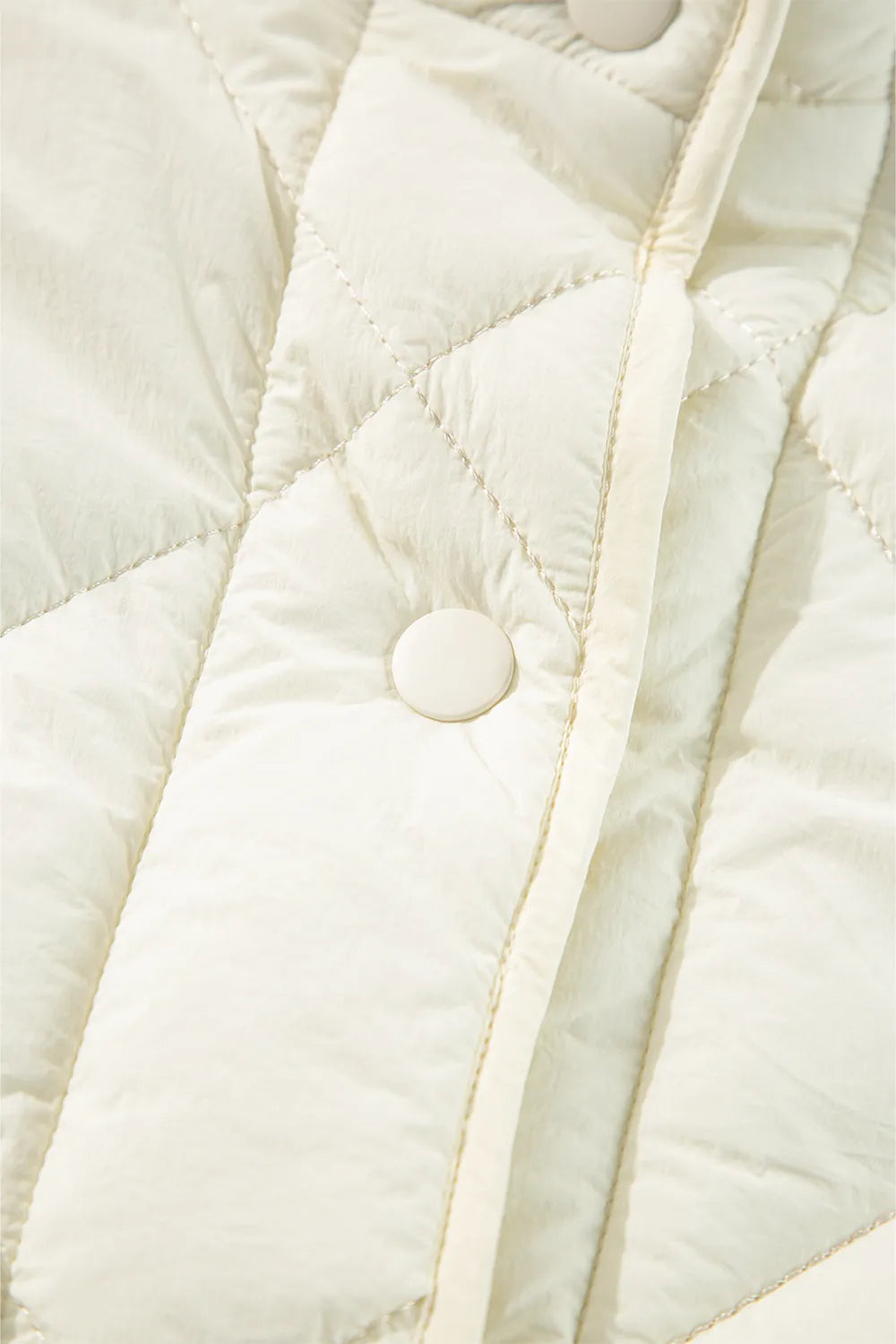 Snap Down Texture Vest Coat with Pockets - Ivory - View 9