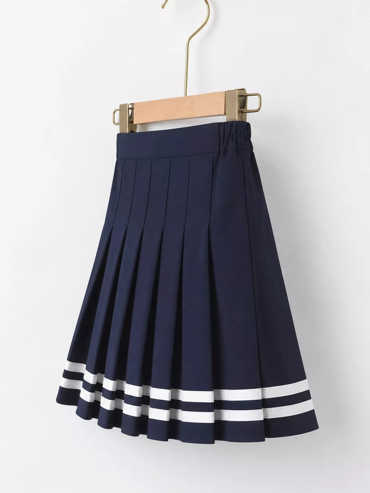 Pleated Striped Skirt - Black And White - Striped With Built-in Shorts - View 5