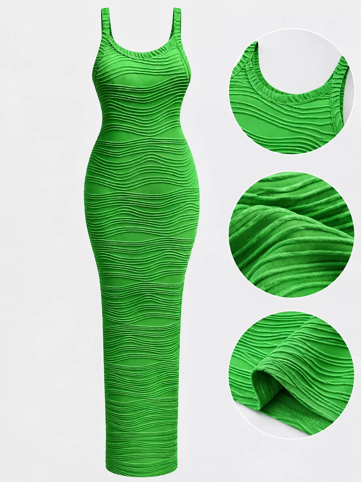 Sleeveless Bodycon Maxi Dress - Green - View 20