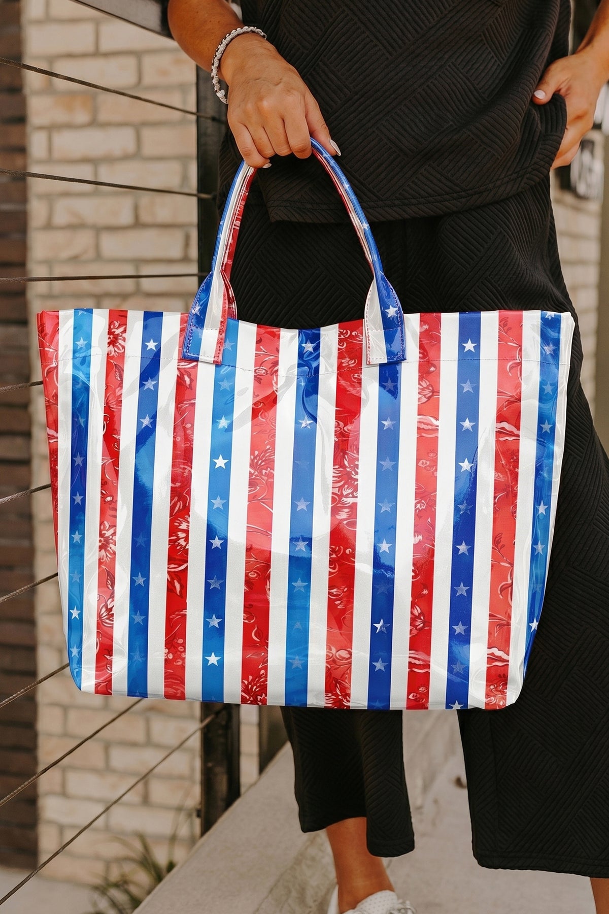 Black Polka Dot Glossy Tote Bag - 4