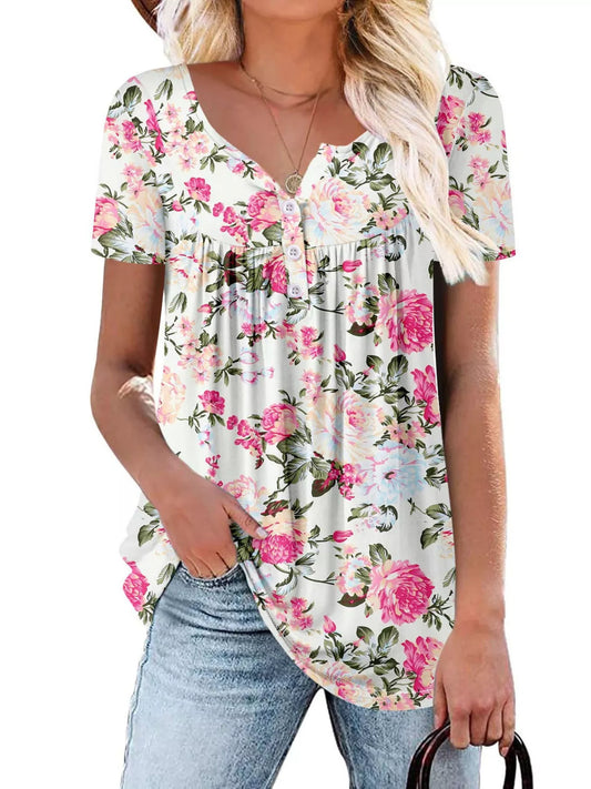 Plus Size Floral Print Short Sleeve T-Shirt - product photo 1