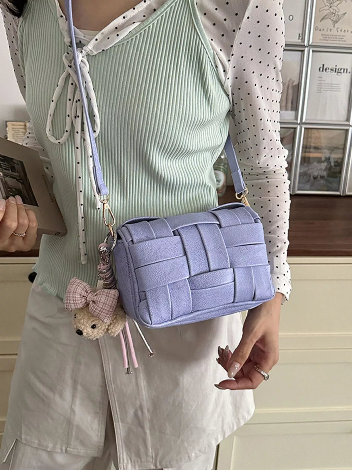 Woven Texture Crossbody Bag - Purple - View 3