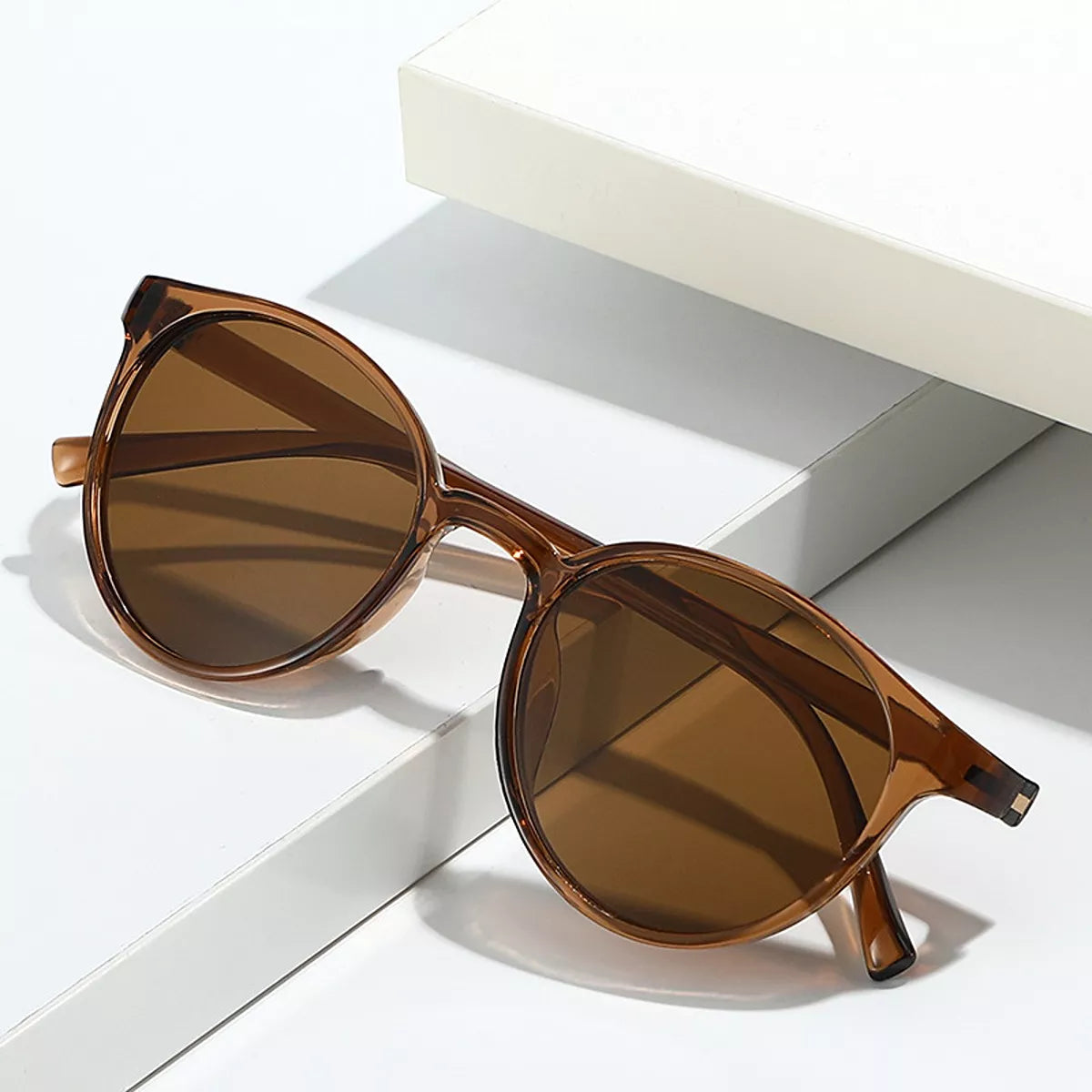 UV Protection Round Sunglasses - Caramel - View 5