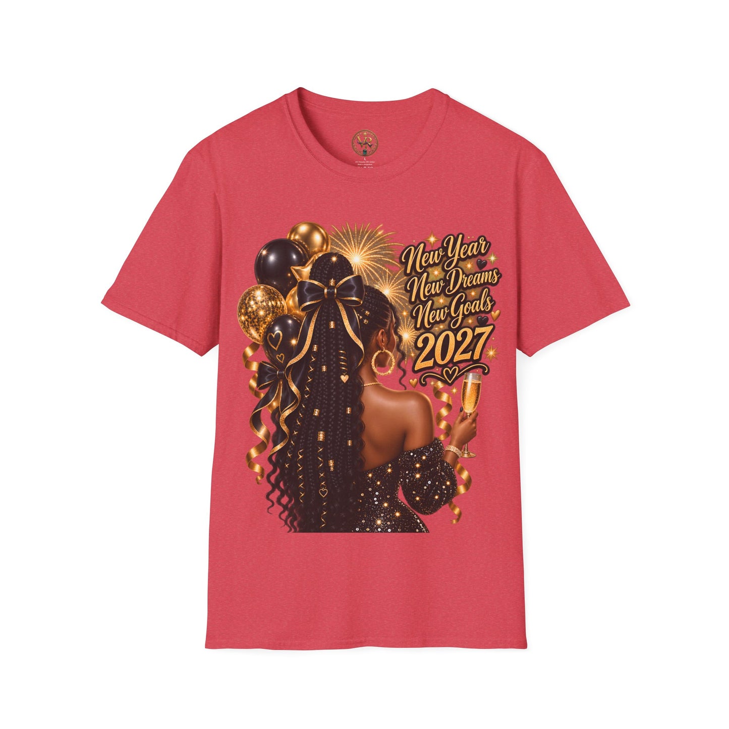 New Year 2027 Celebration Tee - Heather Red - product view 2 - Heather Red