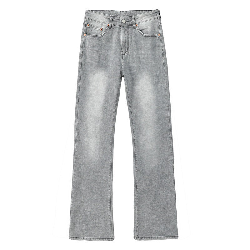 Cleanfit Smoke Gray Jeans Men  Slim Fit Straight Leg Slightly Flared Pants Vintage Vibe Casual Pants