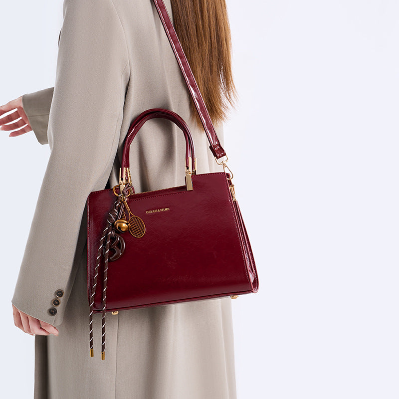 Detachable Strap Crossbody Bag - Burgundy - View 3