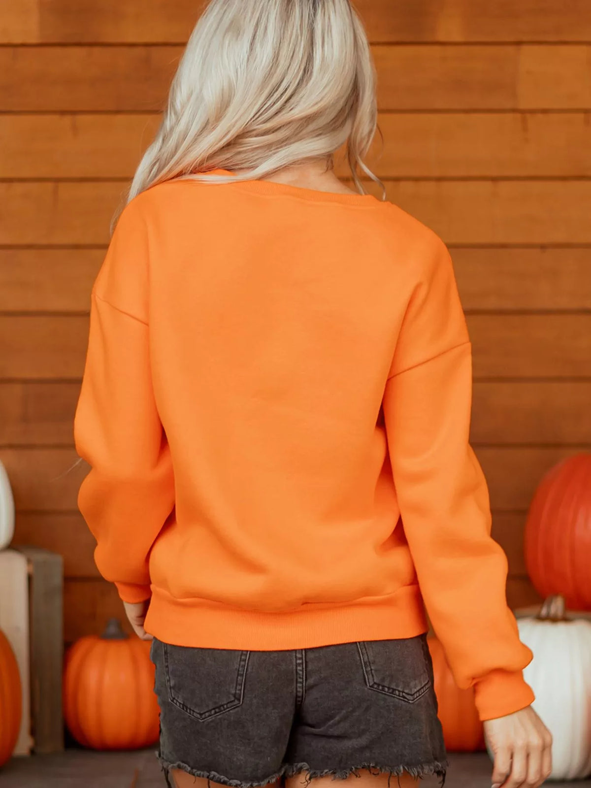 Dancing Critters Sequin Halloween Crewneck Sweatshirt - Orange - View 2