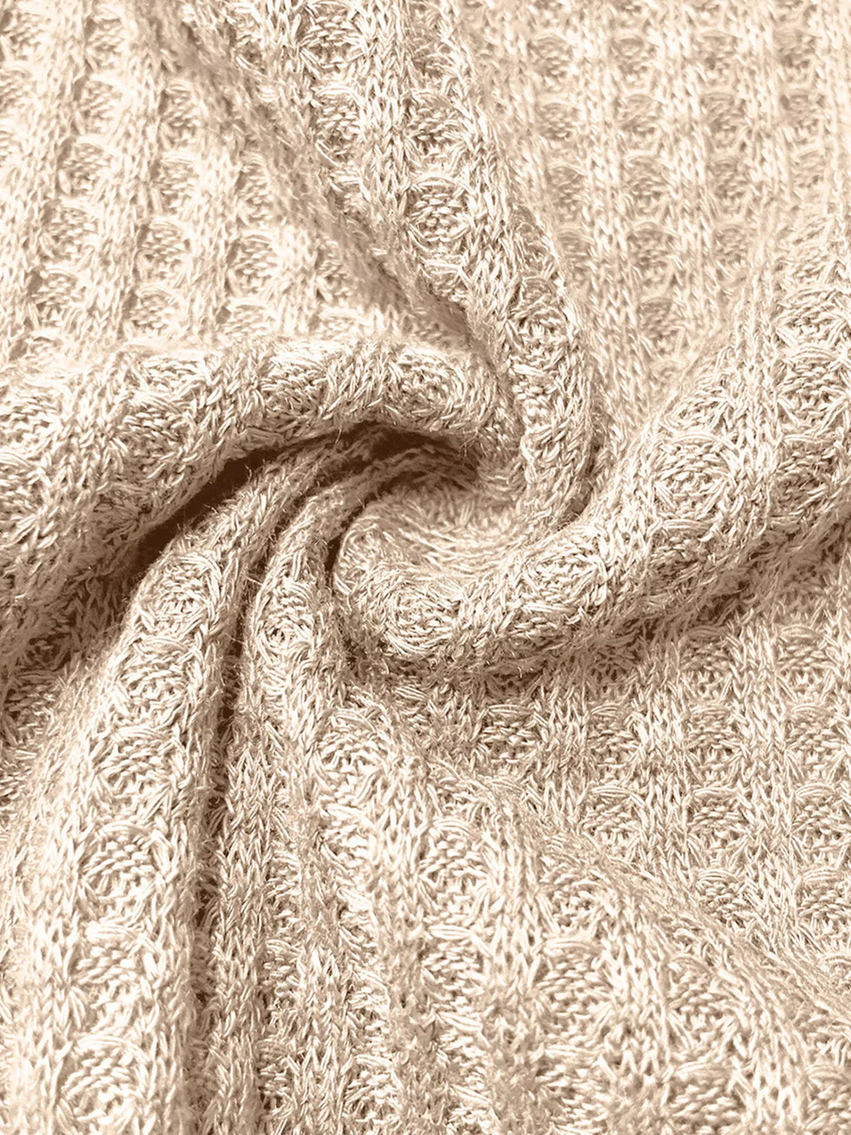 Button Detail Knitted Casual Top - Apricot - View 5