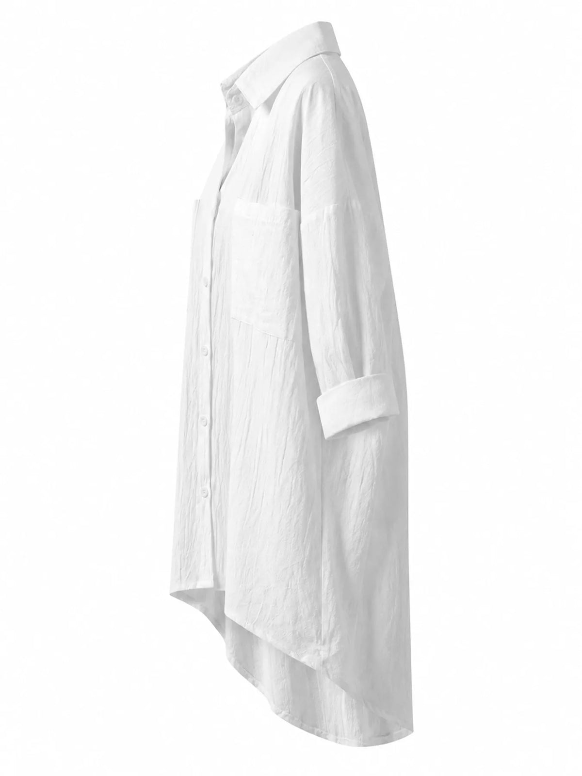 Full Size Casual Button-Down Shirt with Dual Chest Pockets Plus Size - White - View 4