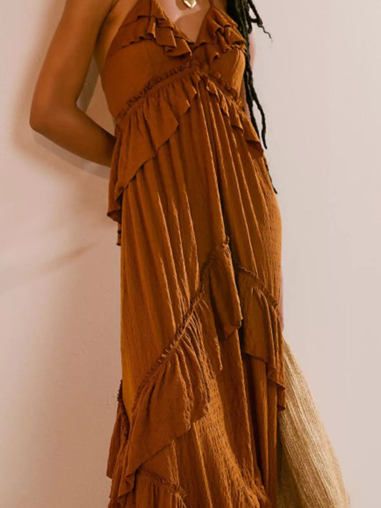 Ruffled Halter Neck Maxi Dress - product photo 2