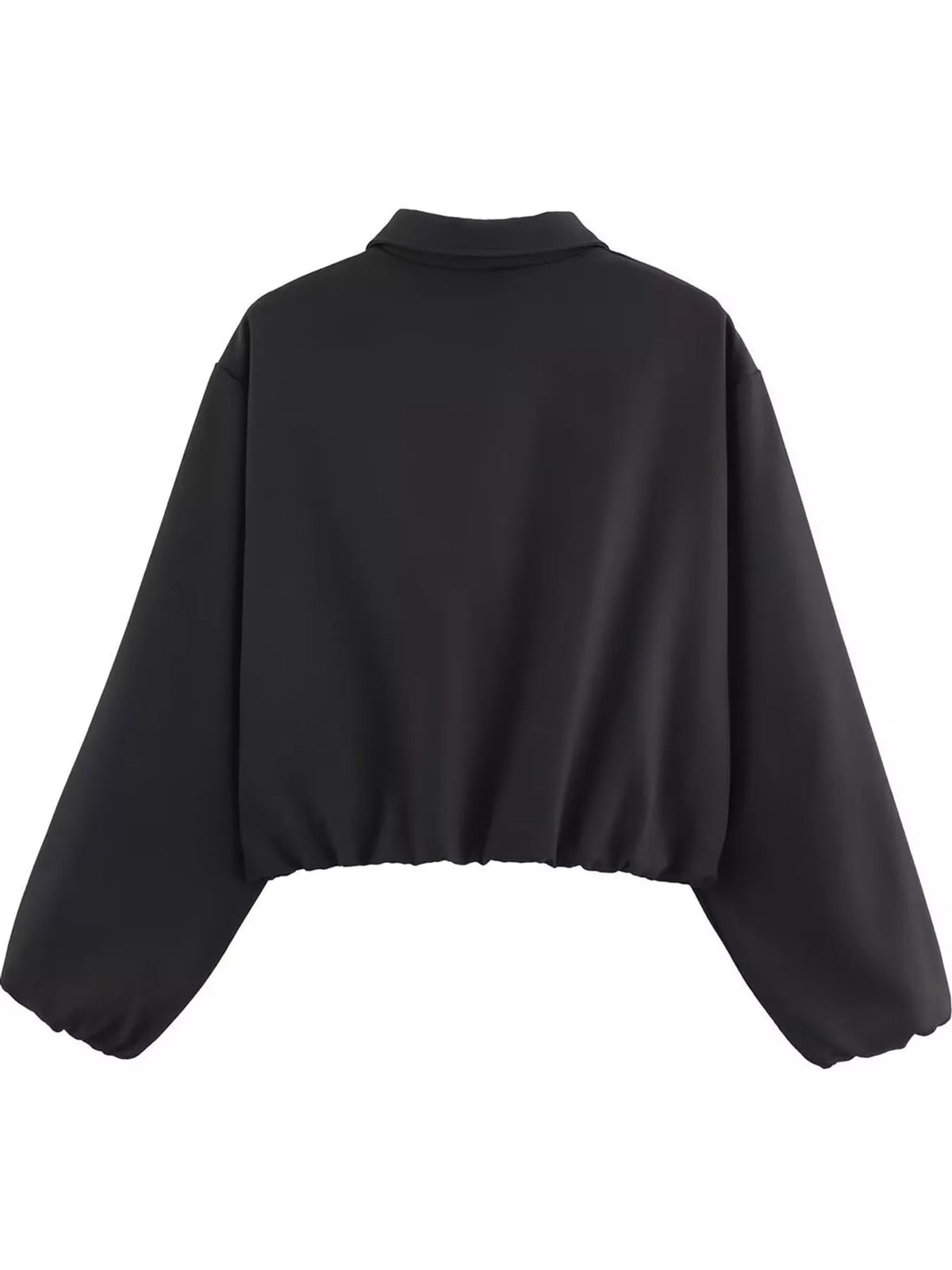 Cropped Zip-Up Jacket - Black - View 3