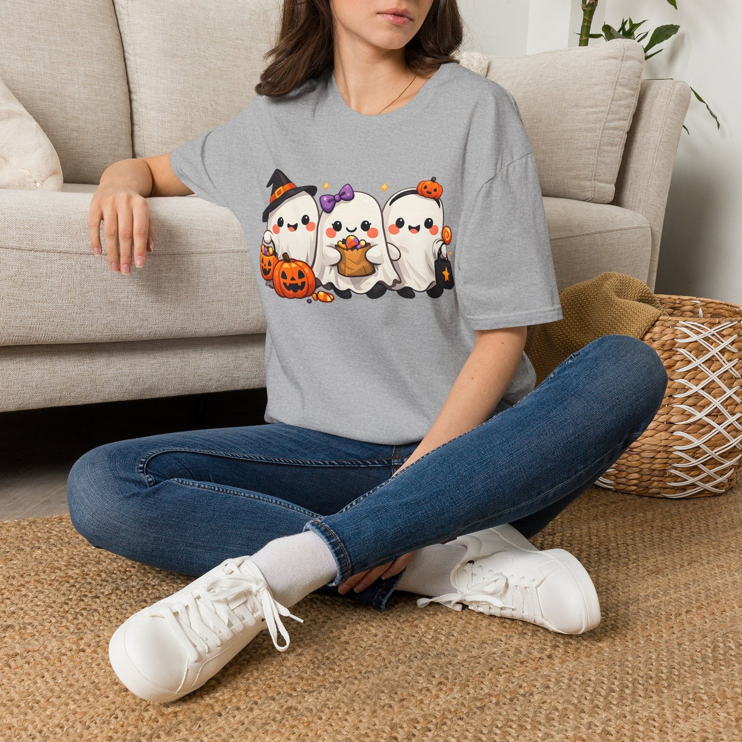 Halloween Ghost Trio Tee - Tropical Blue - product view 2 - Tropical Blue