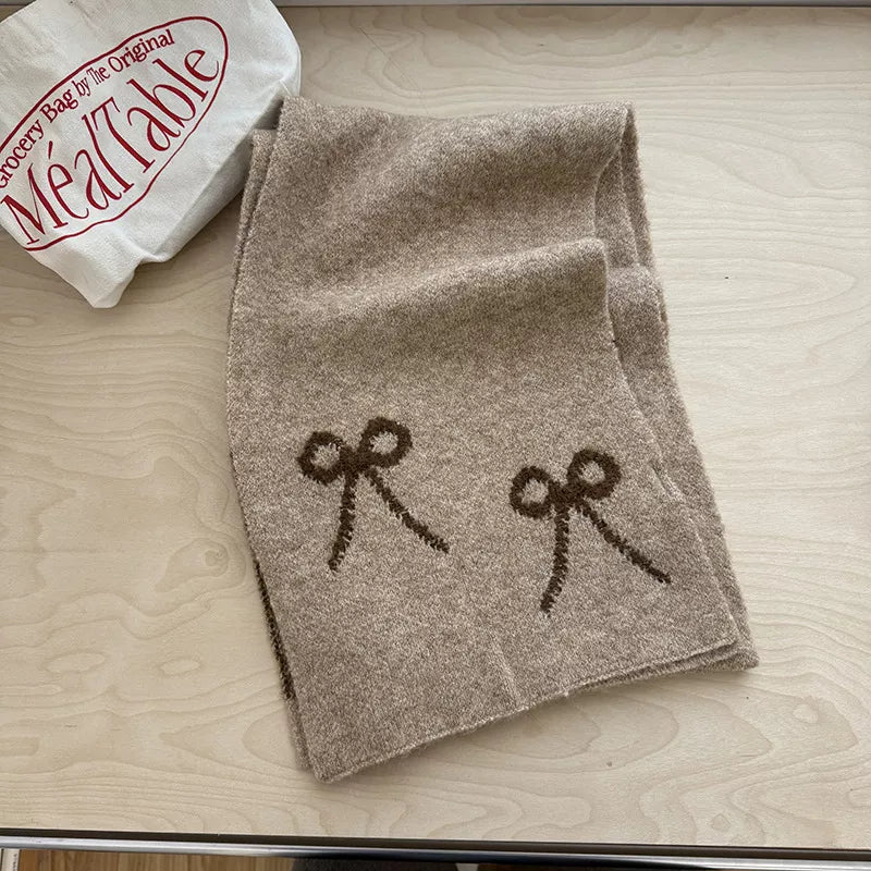 Bow Winter Scarf - Khaki - View 3