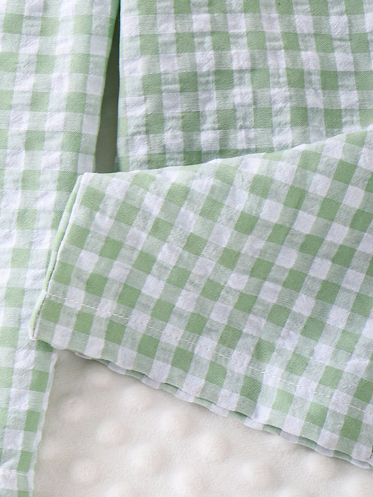 Children's Bow Plaid Wide Strap Jumpsuit - Green - View 10