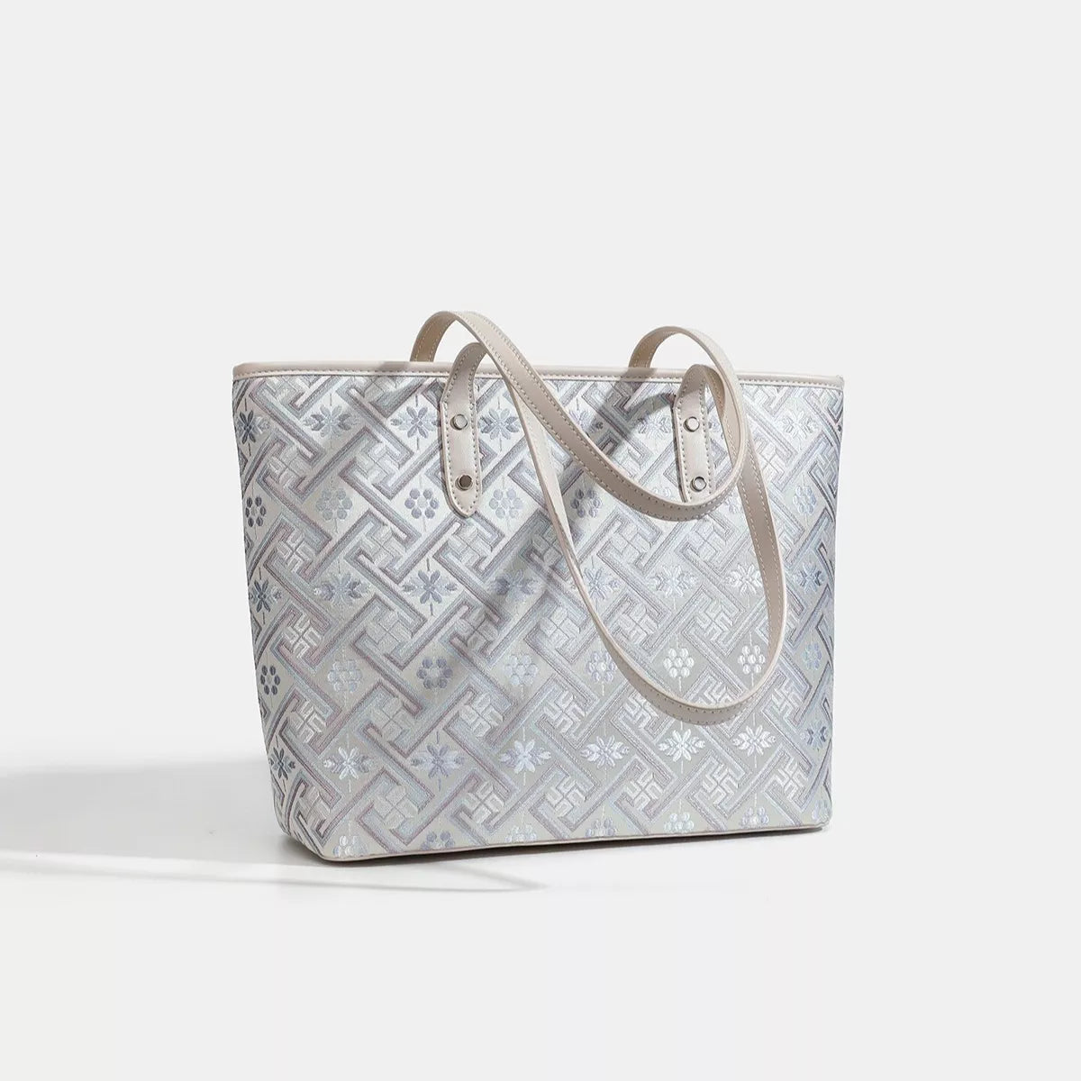Geometric Pattern Tote Bag - Light Blue - View 4