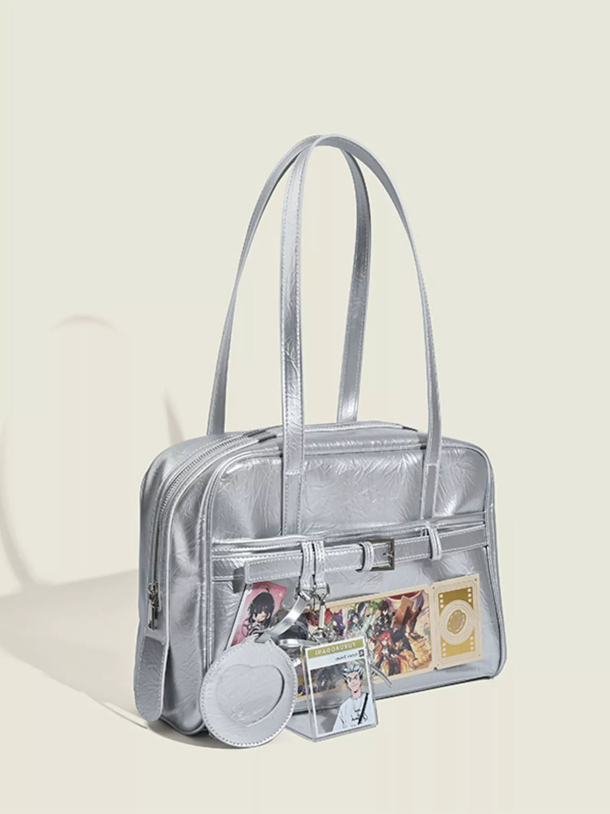 Clear Window Shoulder Bag - Silver - View 2