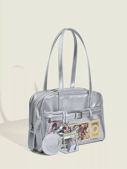 Clear Window Shoulder Bag - Silver - View 2