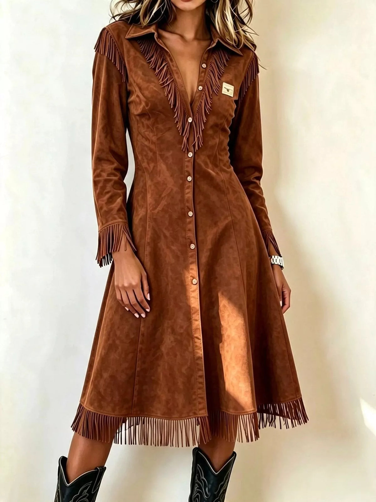 Full Size Fringed Button-Down Outerwear Plus Size - Light Blue - View 3