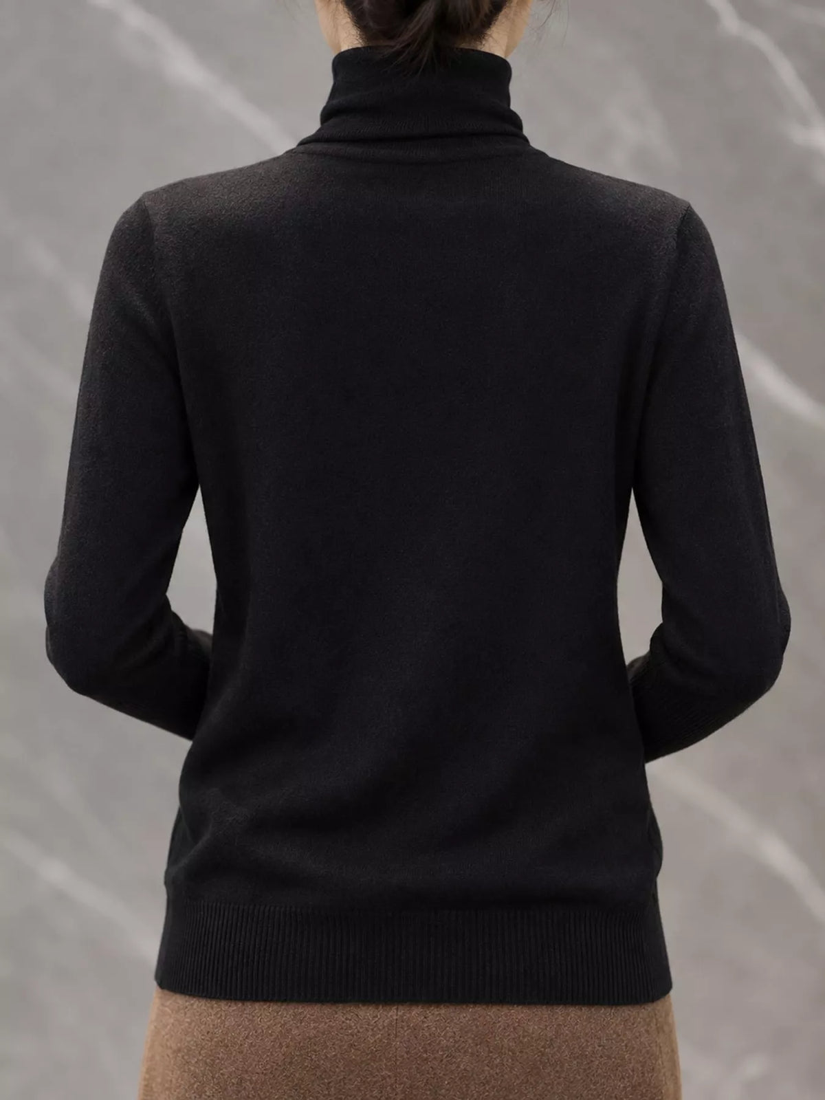 Full Size Slim-Fit Turtleneck Knit Top Plus Size - Black - View 13
