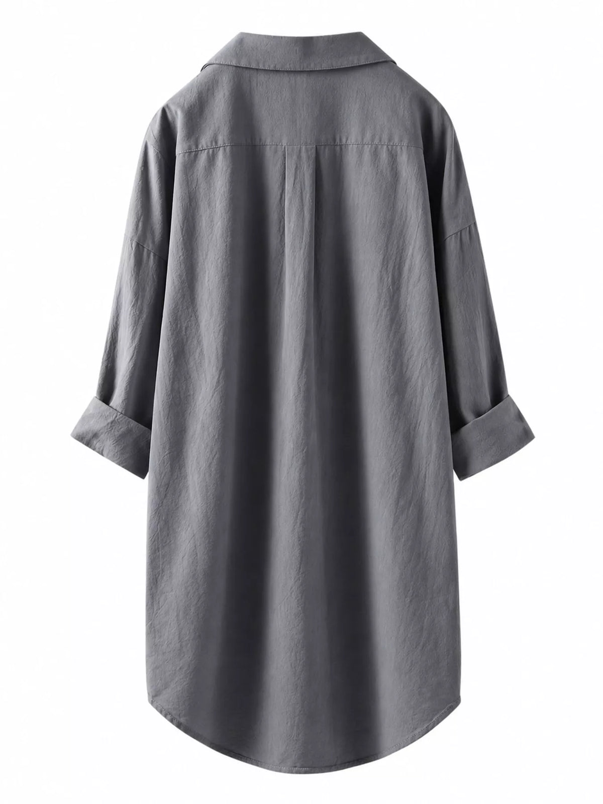 Full Size Casual Button-Down Shirt with Dual Chest Pockets Plus Size - Gray - View 20