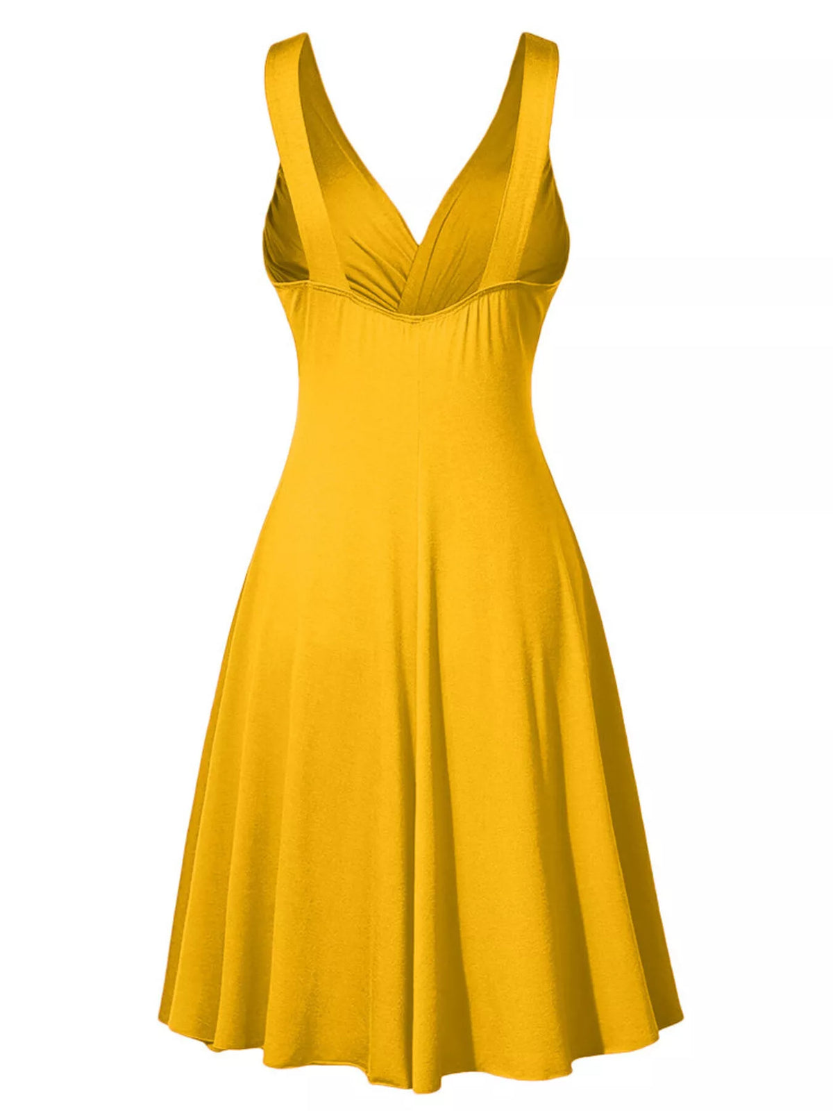 Full Size Twisted Sleeveless Ruched Waist A-Line Dress Plus Size - Gold - View 2