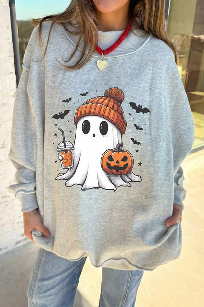 Reversible Halloween Graphic Mock Neck Tunic Sweatshirt - All Colors - View 1