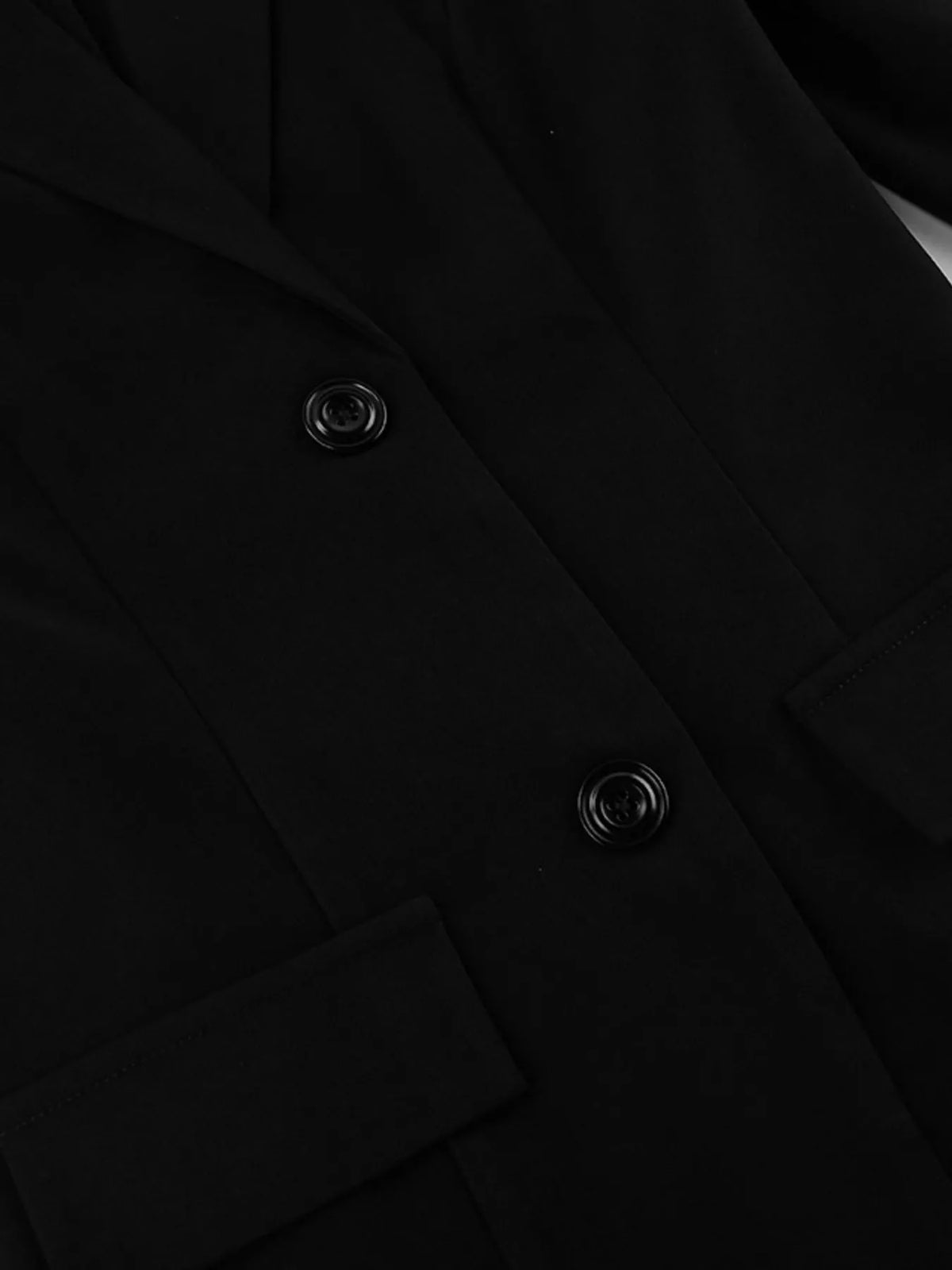 Lace Hem Lapel Collar Blazer - Black - View 15
