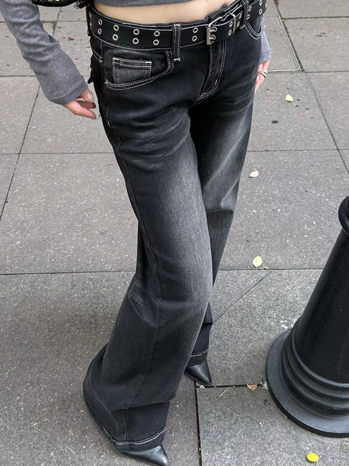 Washed Flare Leg Jeans
