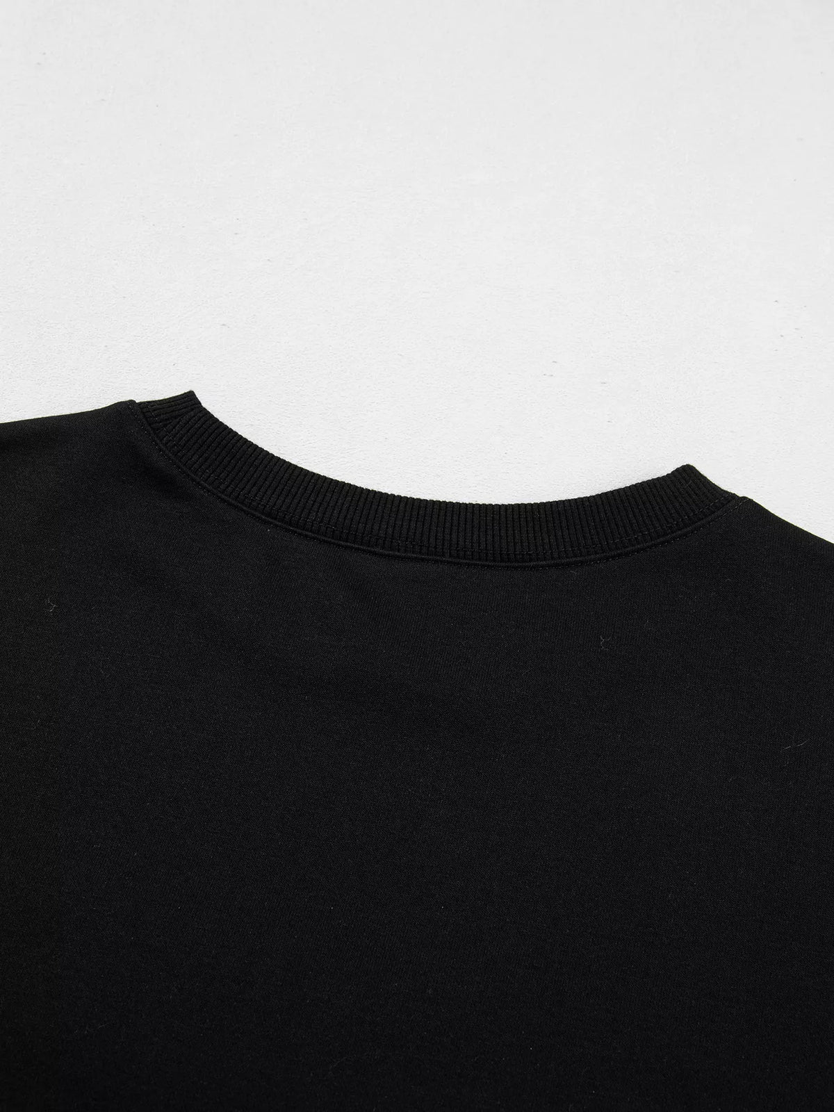 Embroidered Spooky Season Long Sleeve Round Neck Sweatshirt - Black - View 9
