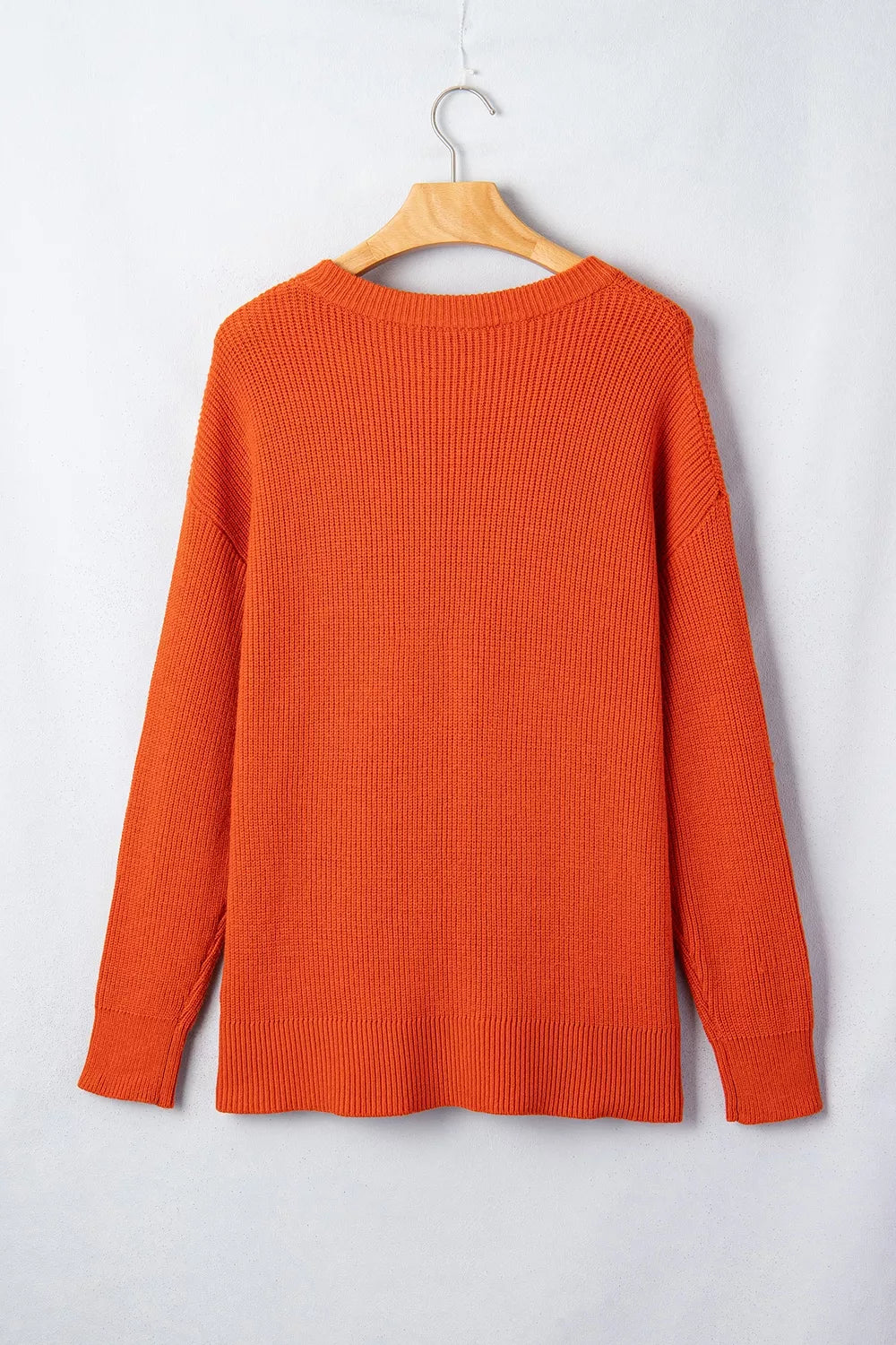 Drop Shoulder Long Sleeve Round Neck Halloween Sweater - Orange - View 13