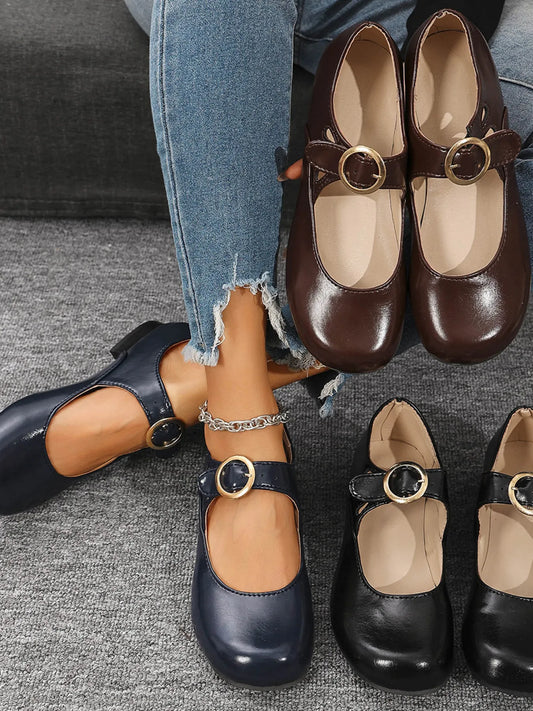 Buckle Strap Mary Jane Loafers - Color comparison - View 1