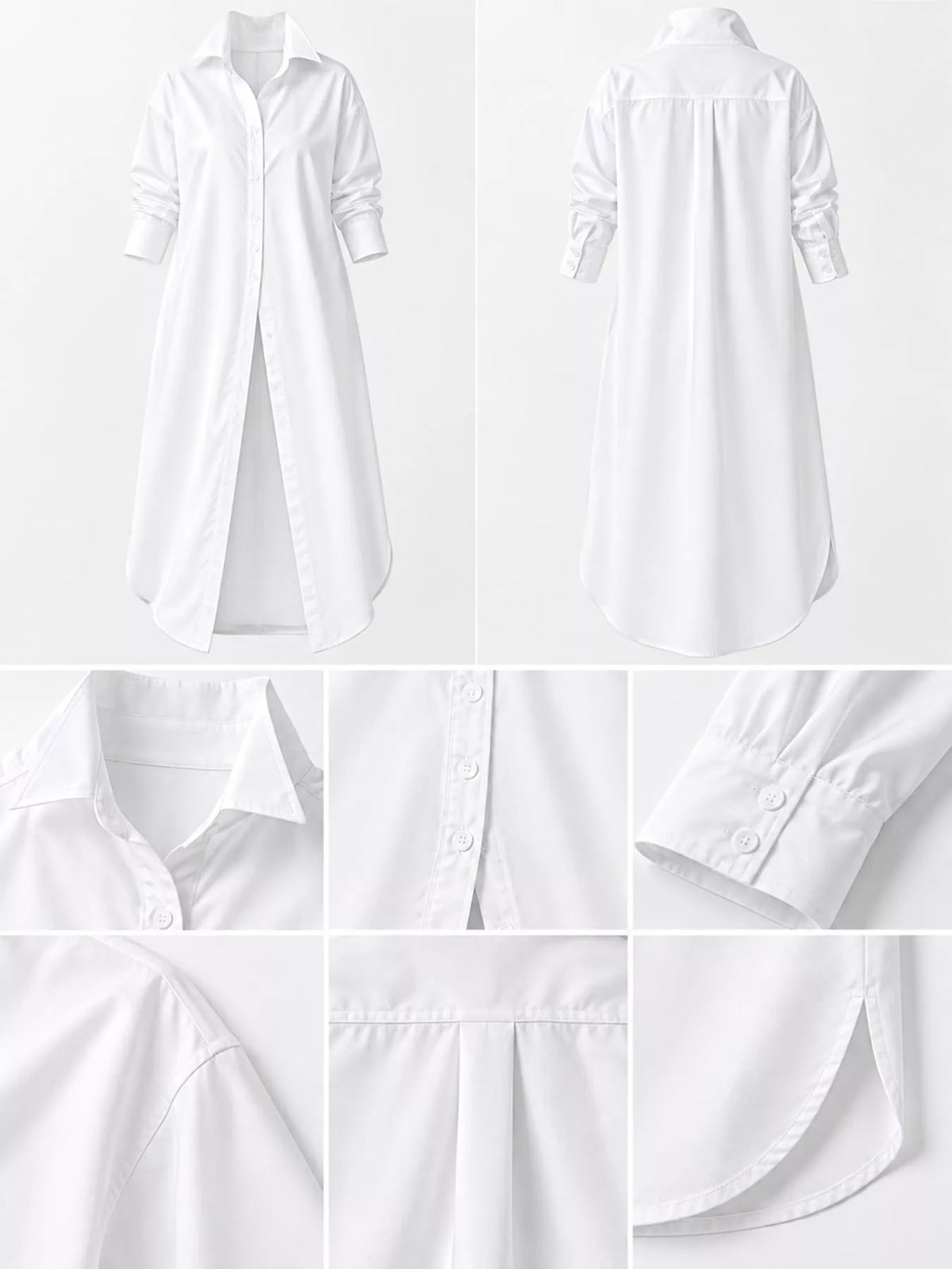 Plus Size Longline Button-Down Shirt - White - View 6