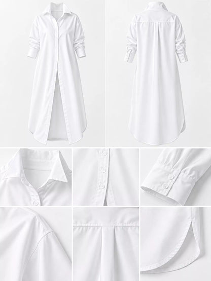 Plus Size Longline Button-Down Shirt - White - View 6