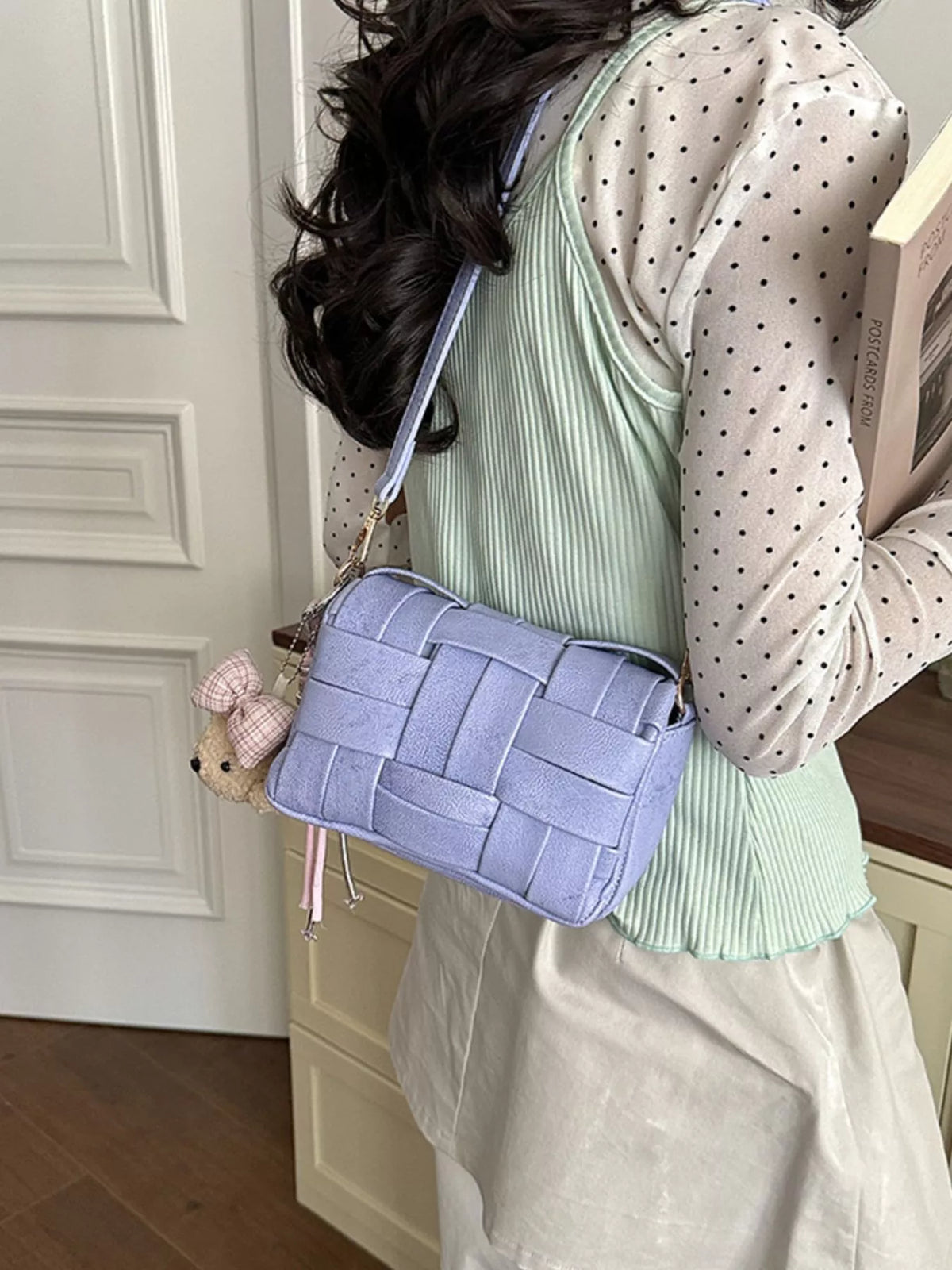 Woven Texture Crossbody Bag - Purple - View 2