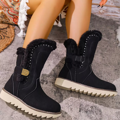 Round Toe Platform Boots - Black - View 3