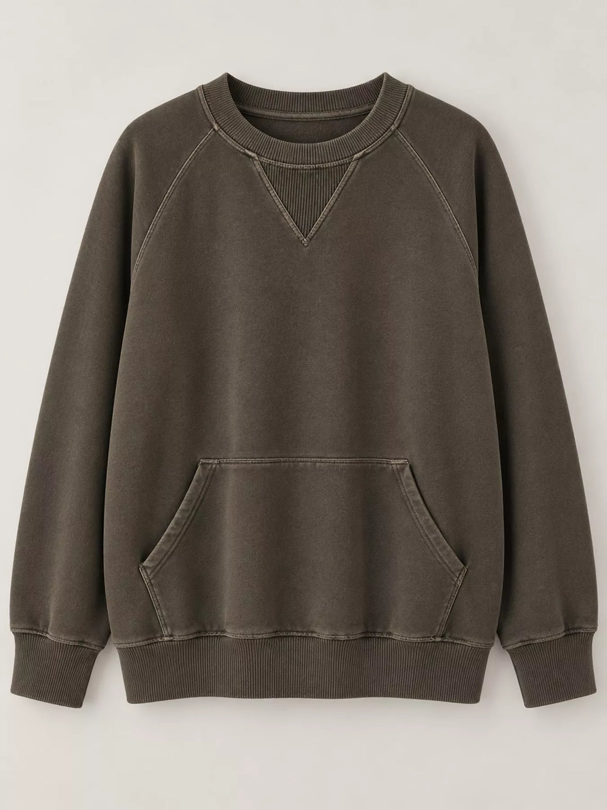 Crew Neck Raglan Sleeve Sweatshirt - Dark Brown - View 37