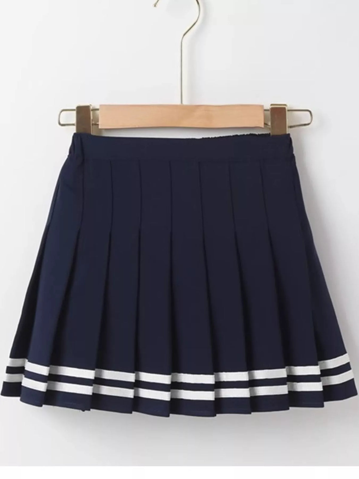 Pleated Striped Skirt - Black And White - Striped With Built-in Shorts - View 1