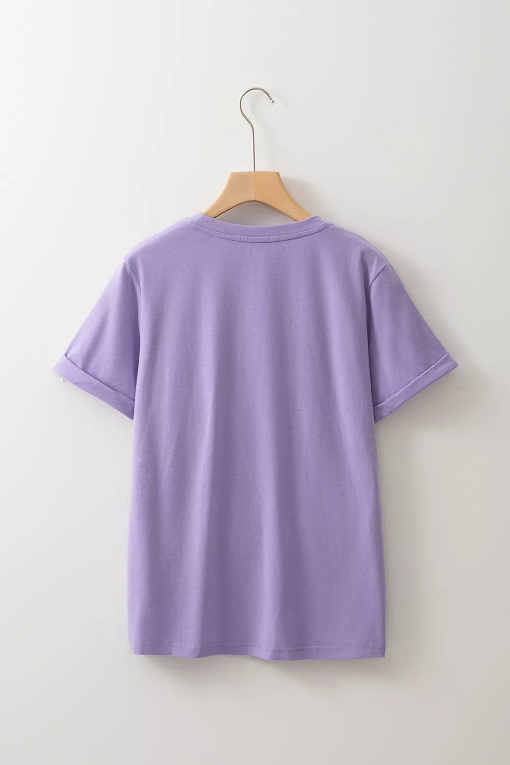 Full Size Spooky Sequin Letter Patched Cotton Blend T Shirt Plus Size - Lavender - View 8