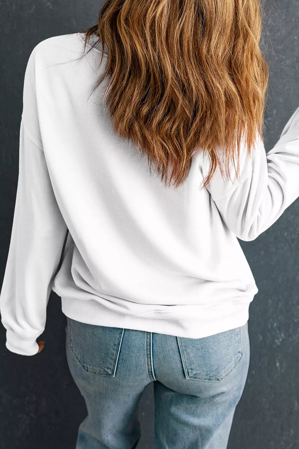 Sequin Halloween Pattern Pullover Sweatshirt - White - View 5