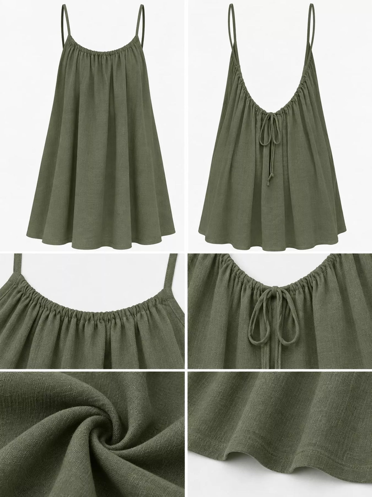 Full Size Backless Spaghetti Strap A-Line Mini Dress Plus Size - Army Green-Style C - View 70