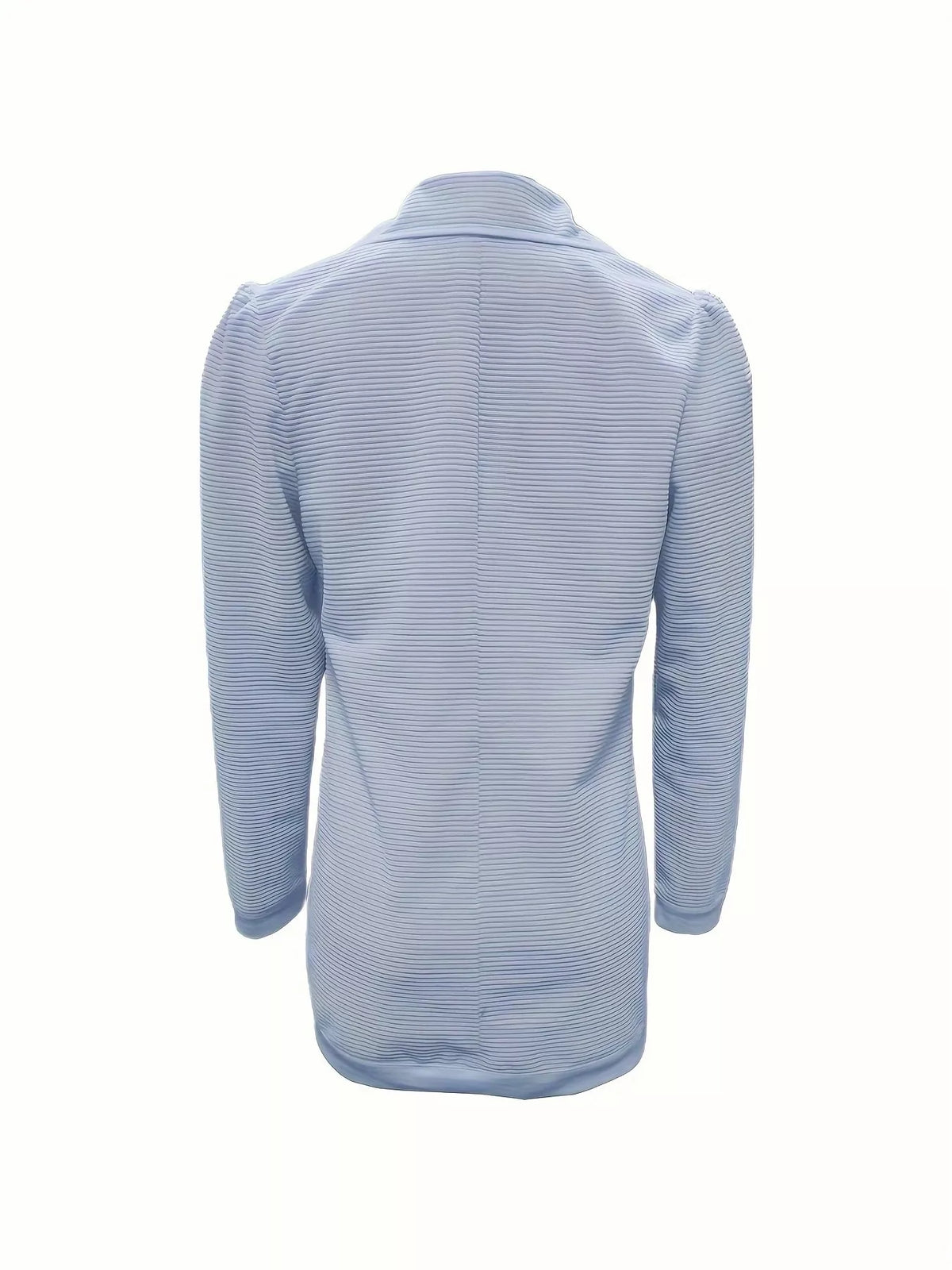 Texture Knit Double-Breasted Blazer - Sky Blue - View 12