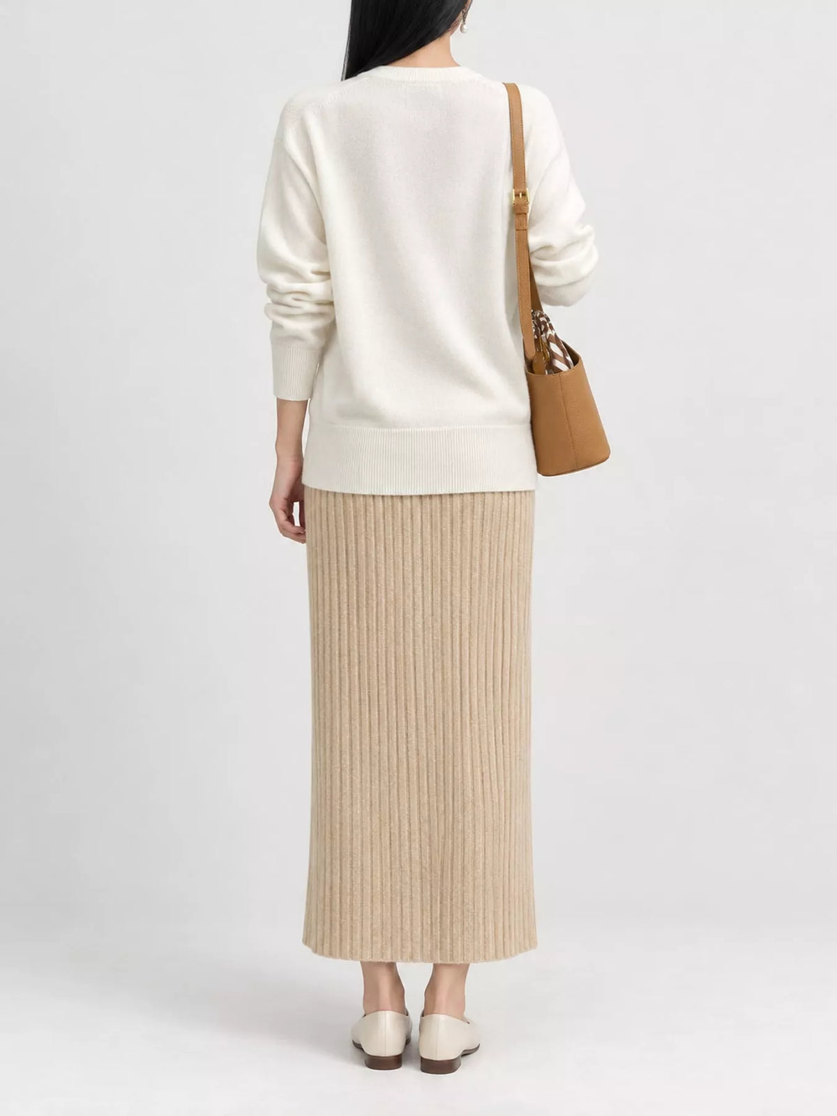 Wrap-Front Long Sleeve Sweater - White - View 12