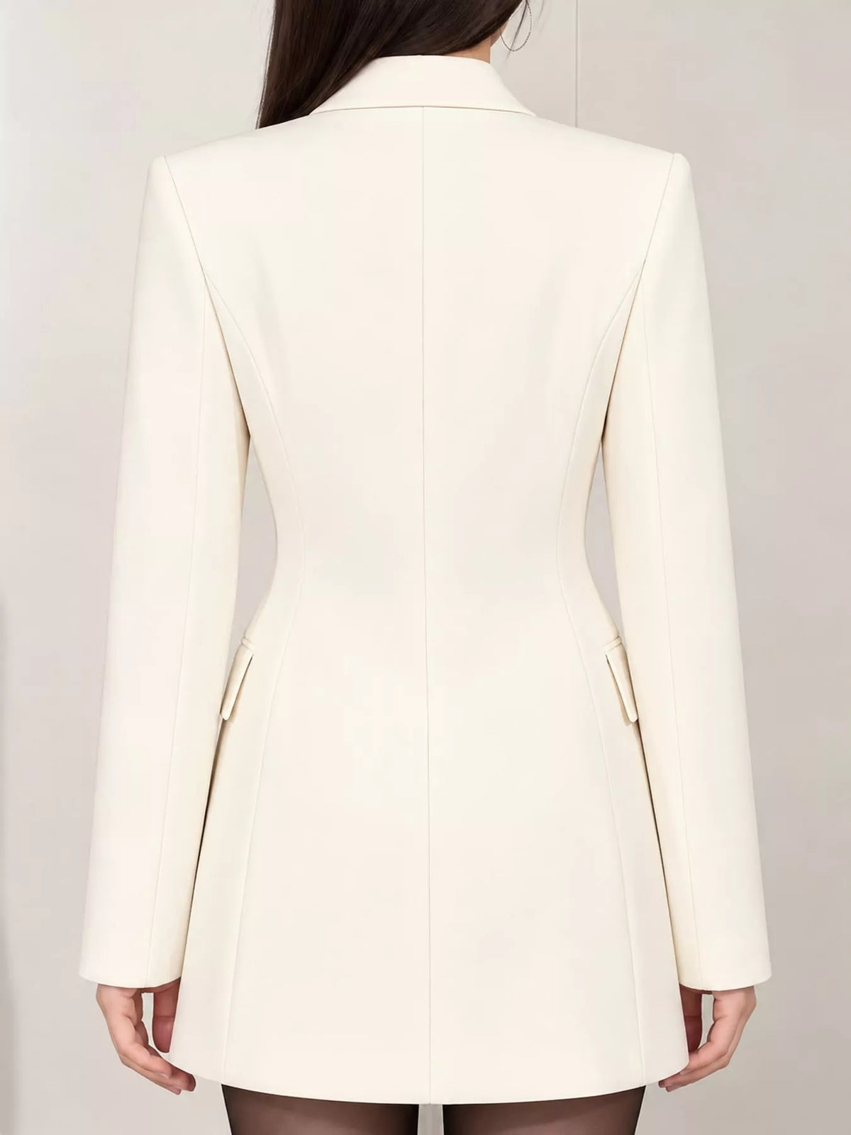 Full Size Double-Breasted Slim-Fit Blazer Plus Size - Off White - View 3