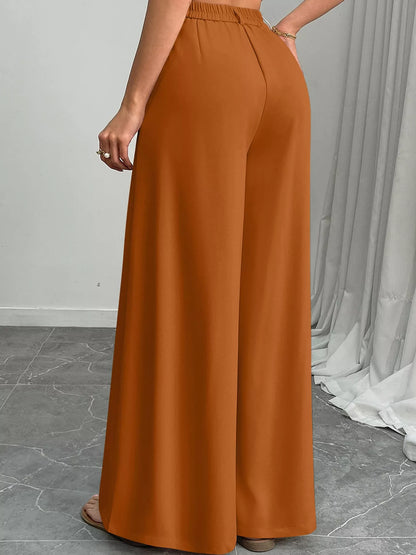 High-Waisted Wide-Leg Pants - Terracotta - View 3