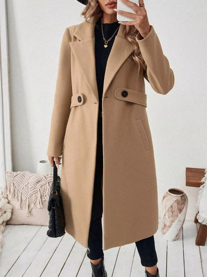 Lapel Collar Longline Coat - Camel - View 2