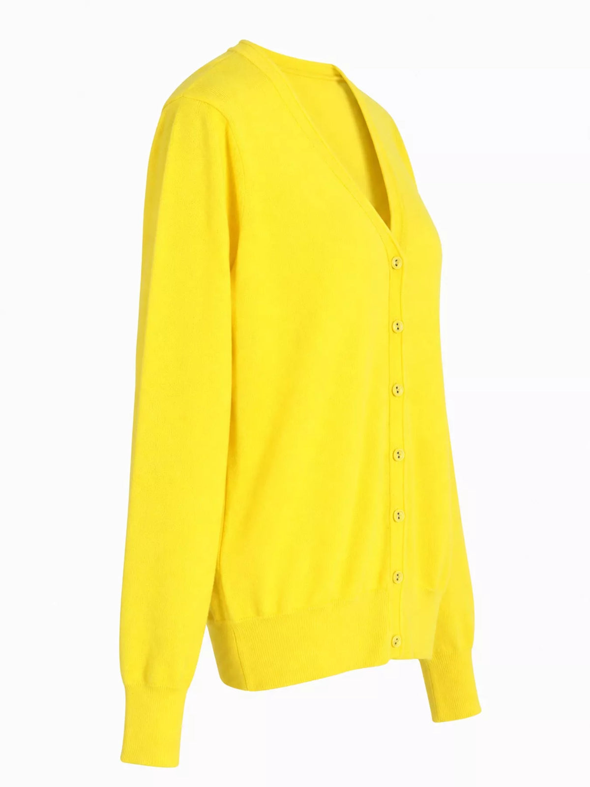 Classic V-Neck Button-Down Knit Cardigan - Bright Yellow - View 69