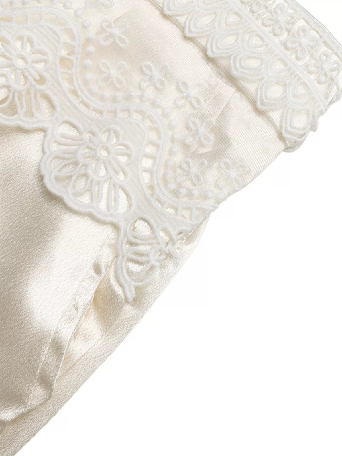 Lace Waist Wide Leg Pants - Beige - View 8