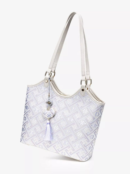 Geometric Pattern Shoulder Bag - Pink Purple - View 9