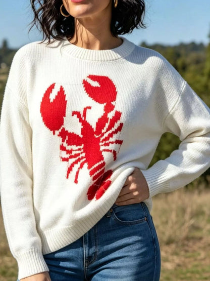 Lobster Graphic Crew Neck Sweater - Off-white - View 2