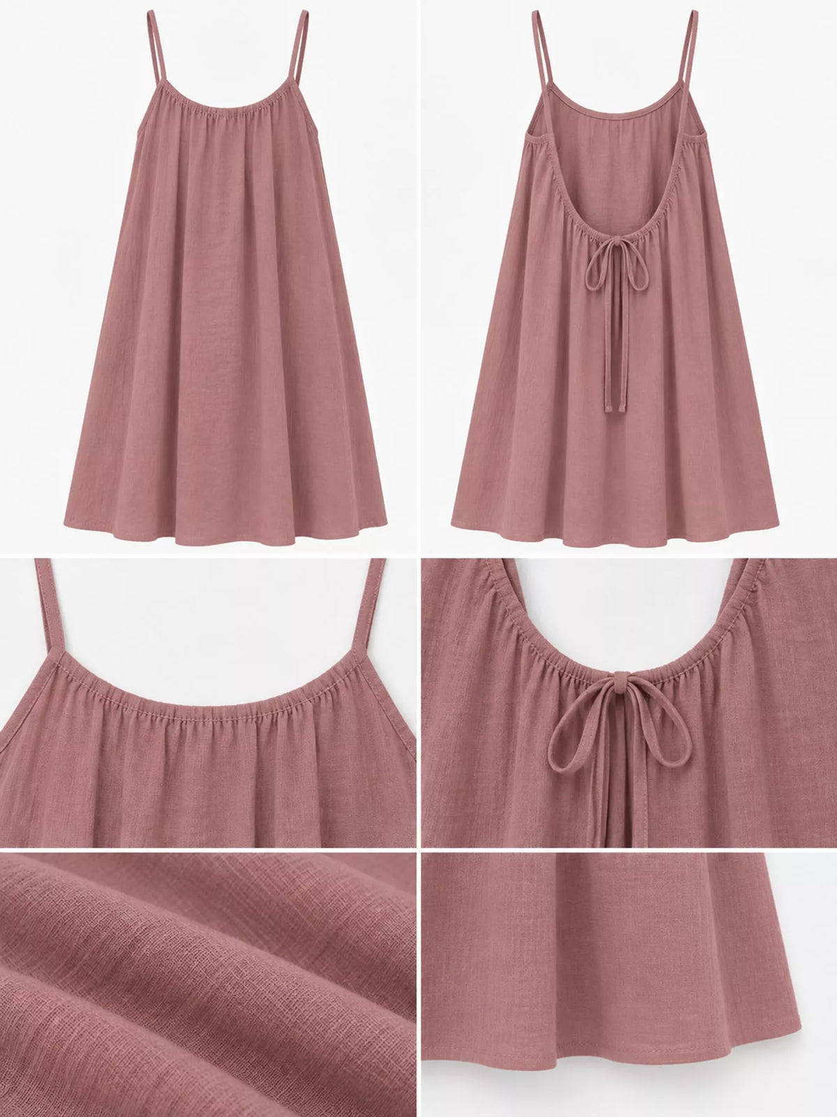 Full Size Backless Spaghetti Strap A-Line Mini Dress Plus Size - Pink-Style C - View 30